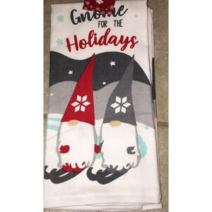 NWT Ritz Set Of 2 Kitchen Towels Gnome For‎ The Holidays Ski